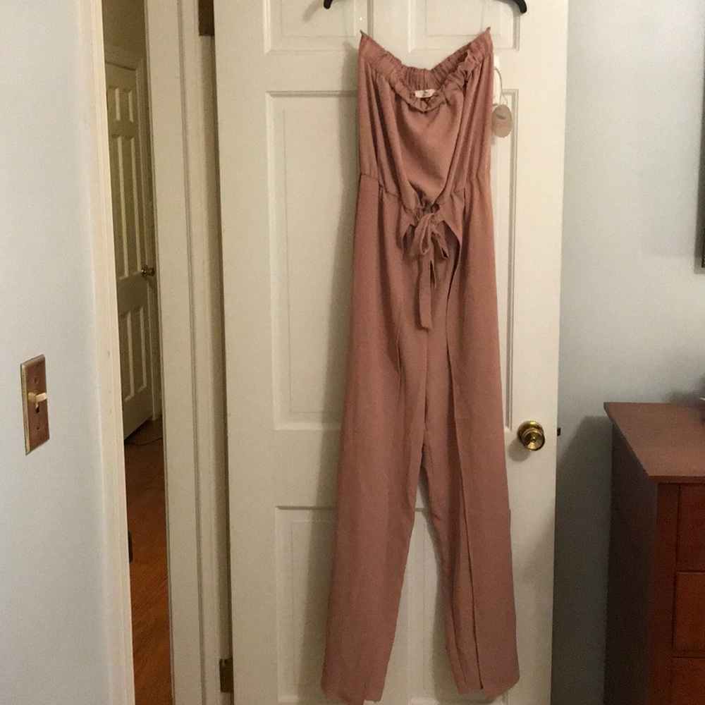 Mauve/Pale Pink Strapless Jumpsuit